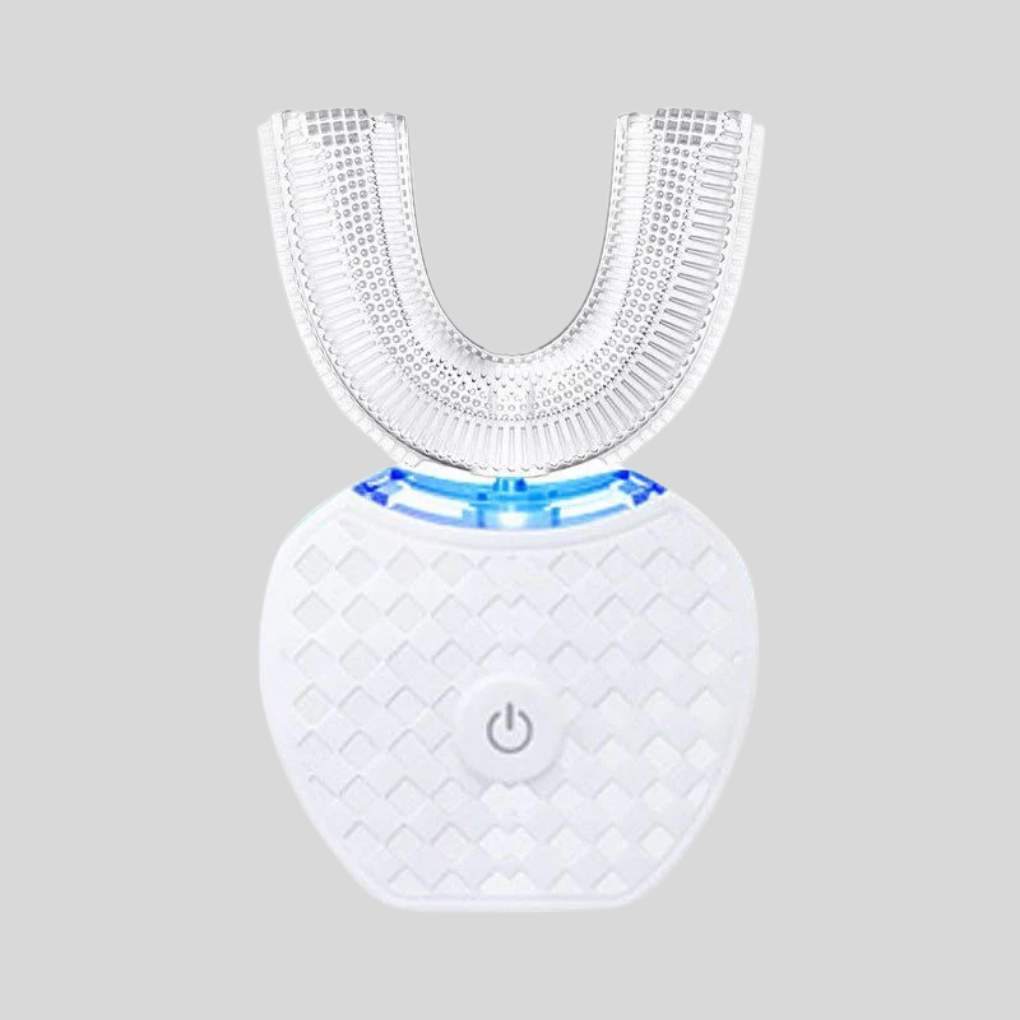 U-formet elektrisk tannbørste for voksne med ergonomisk silikondesign, sikrer rask og effektiv munnhygiene.