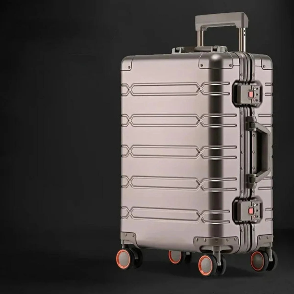 Unisex aluminiumskoffert, 20 tommer, med spinnerhjul og TSA-lås. Robust hardcase bagasje for reise.