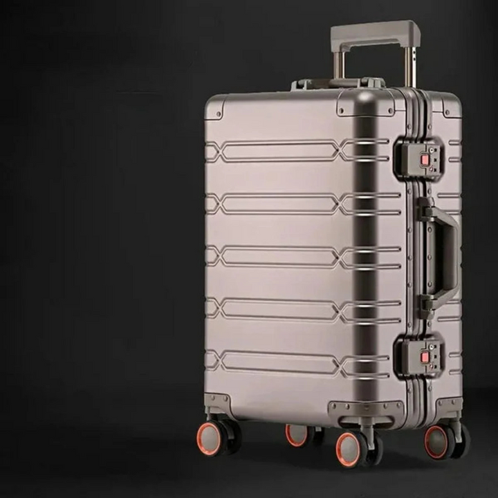 Unisex aluminiumskoffert, 20 tommer, med spinnerhjul og TSA-lås. Robust hardcase bagasje for reise.