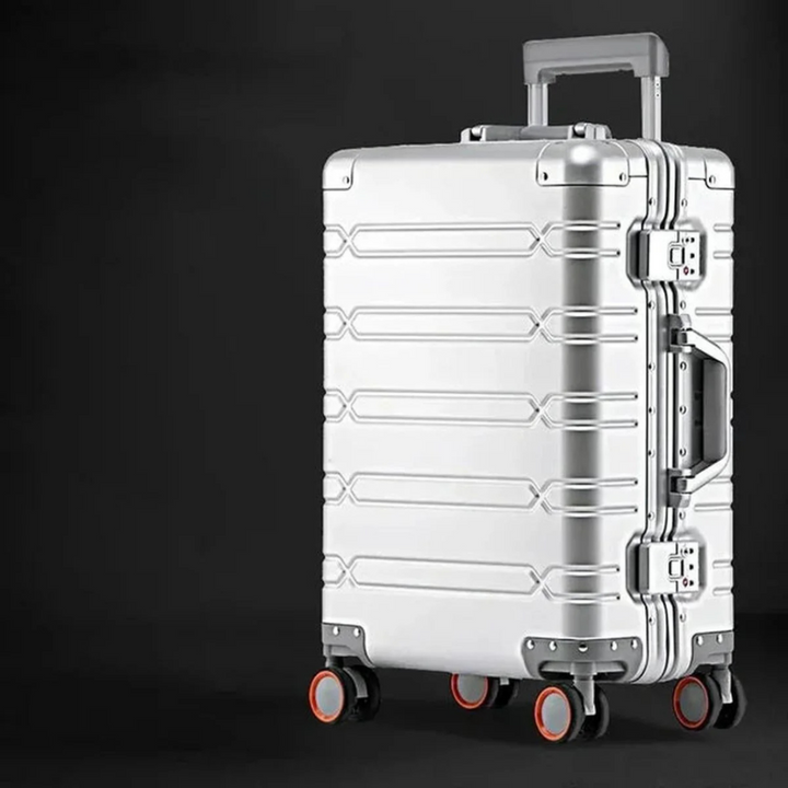 Slitesterk 20-tommers aluminiumskoffert, perfekt håndbagasje for korte reiser. Unisex hardcase bagasje.