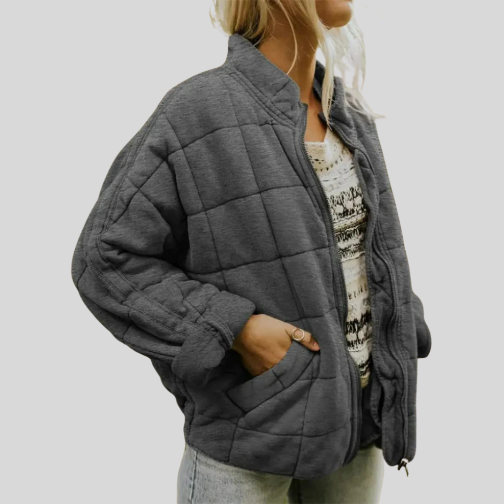 Kvinner, oversized overgangsjakke i stilfullt design, perfekt for vår og høst. Bomullsblanding.