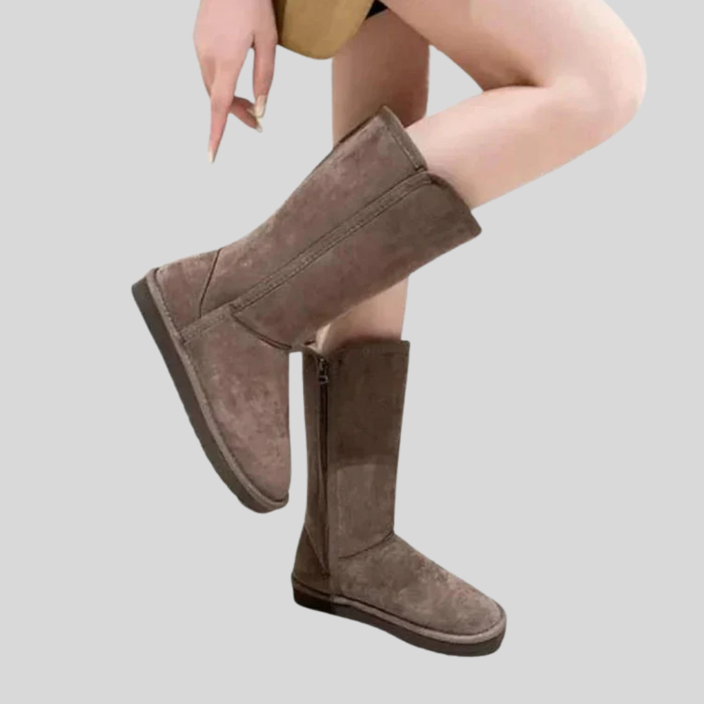 Dame vinterstøvler med suede-finish, elegant stylet for motebevisste kvinner. Varme ankelstøvler med høy komfort.