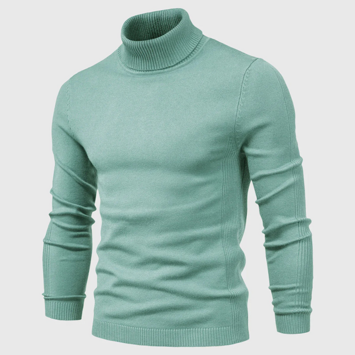 Allsidig høyhalset herre genser. Kan styles for både casual og penere anledninger.