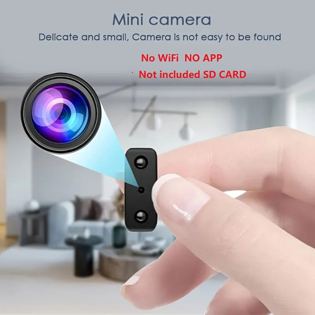 Liten, diskret Full HD spionkamera, perfekt for skjult hjemmeovervåking og sikkerhet med nattsyn.