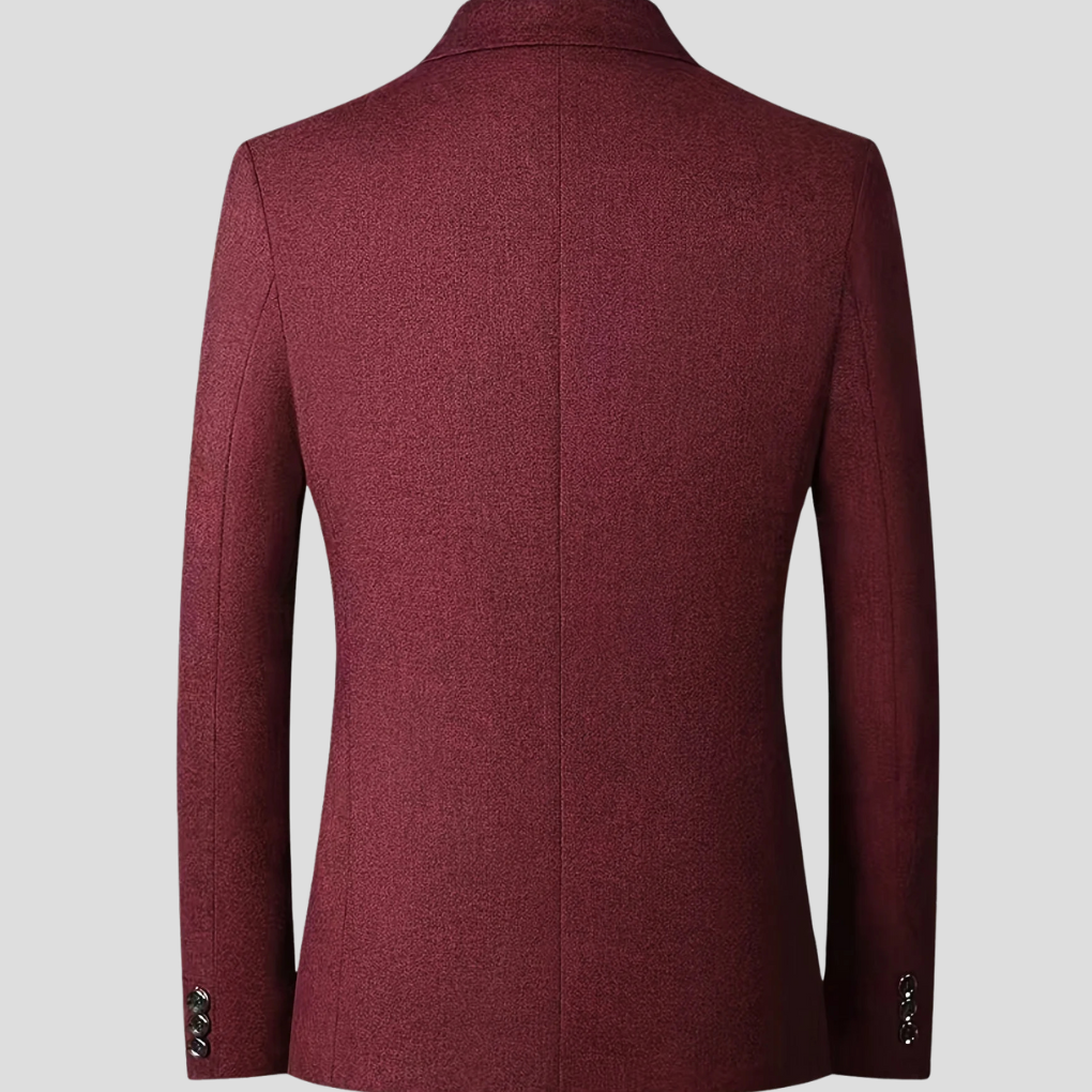 Klassisk mørkegrå herreblazer, allsidig jakke for sofistikert stil på jobb, business og selskap.