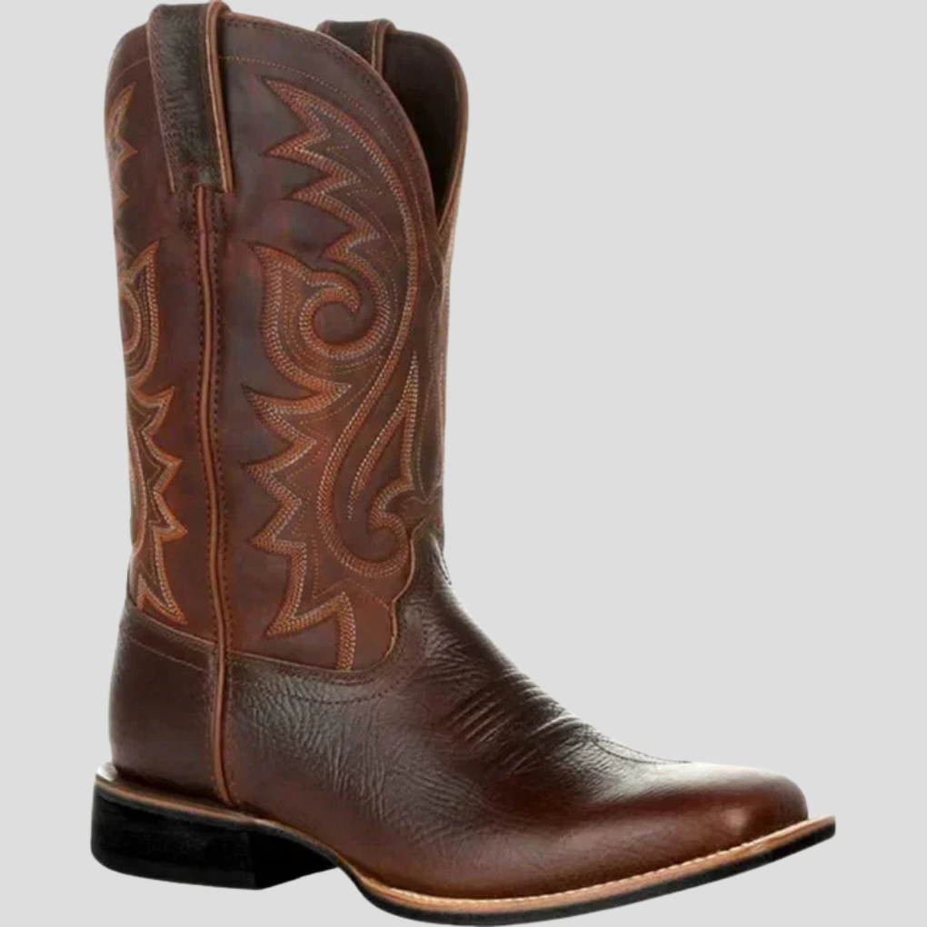 Brun western cowboystøvler for menn i PU-skinn. Tidløs stil, perfekt fritidssko.