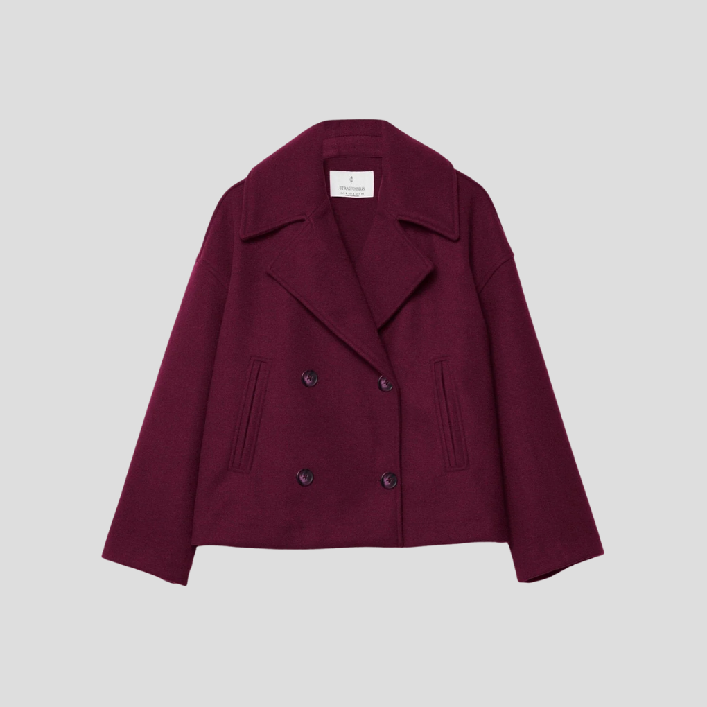 Ny elegant kort frakk for kvinner. Dobbeltknappet design, perfekt som tidløst yttertøy og høstjakke.