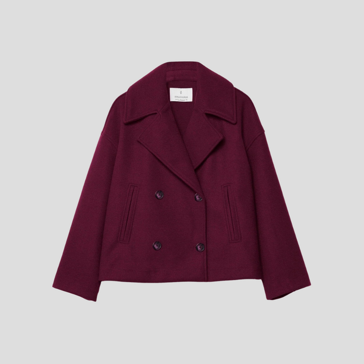 Ny elegant kort frakk for kvinner. Dobbeltknappet design, perfekt som tidløst yttertøy og høstjakke.