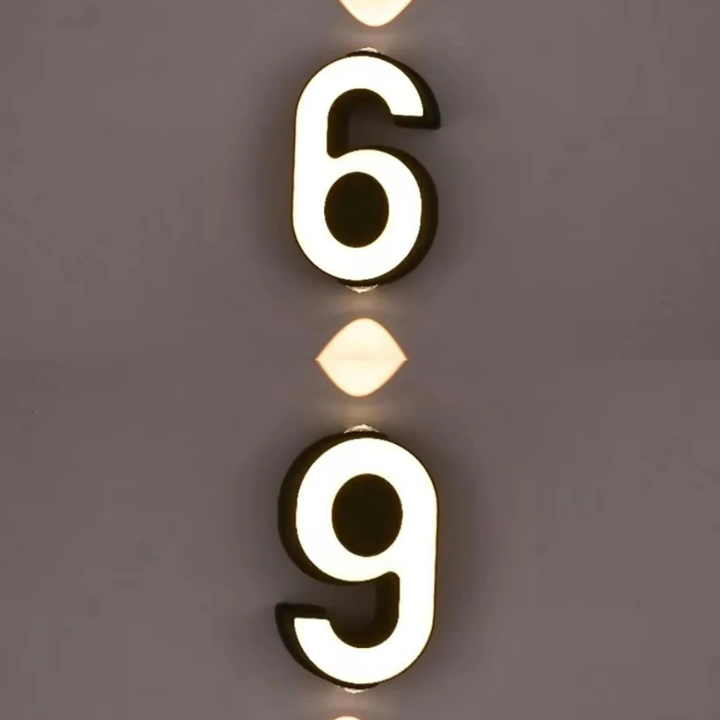 LED-tall for husfasade med moderne utseende. Tydelig adressebelysning og UV-beskyttet.