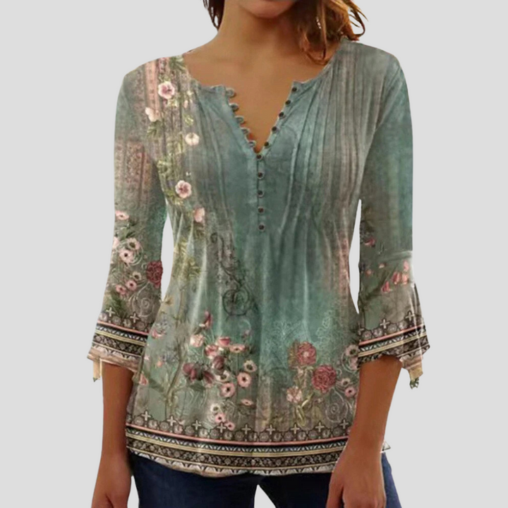 Trendy flerfarget kvinners topp med klassisk stil. Elegant og komfortabel damemote for fest og hverdag.