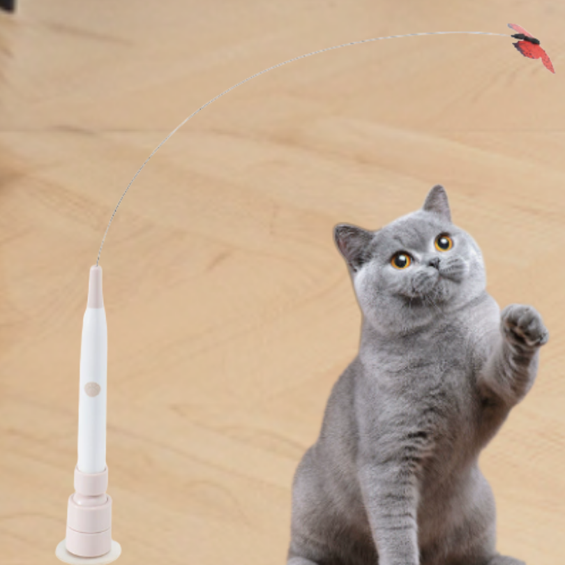 Interaktiv katteleke med dansende sommerfugl, perfekt for å holde katter aktive, glade og underholdt.