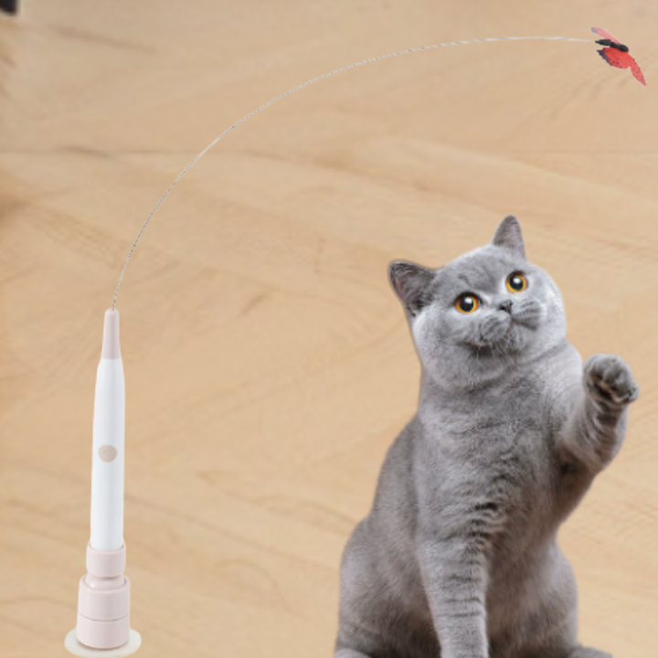 Interaktiv katteleke med dansende sommerfugl, perfekt for å holde katter aktive, glade og underholdt.