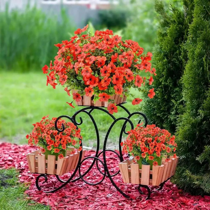 Kunstige hageblomster som aldri visner, utendørs dekor. Perfekt for vedlikeholdsfri hage.
