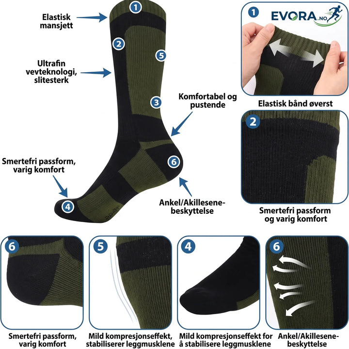 Komfortable unisex vanntette sokker til fiske og trekking. Knelange for ekstra beskyttelse.