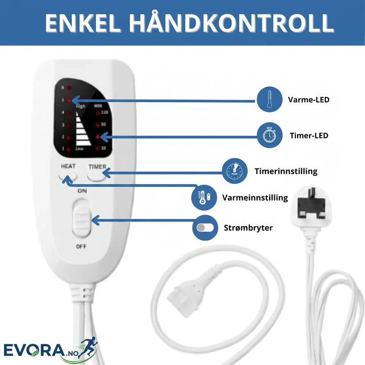 Komfortabel varmepute til nakke/skuldre. Gir smertelindring og avslapning, 6 nivåer og timer.