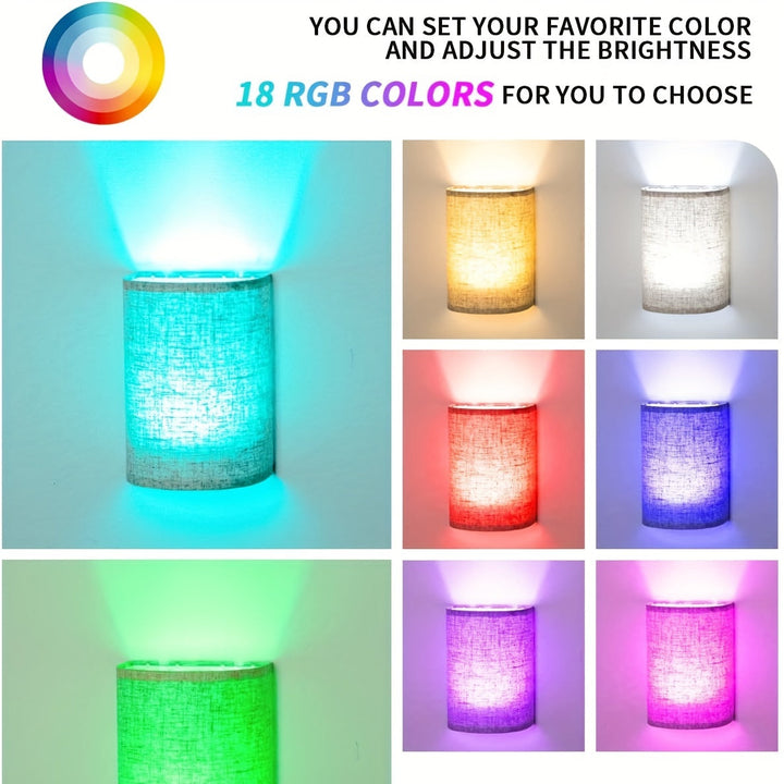 Dekorativ og funksjonell trådløs vegglampe, dimbar med RGB lys. Perfekt interiørbelysning for moderne hjem.