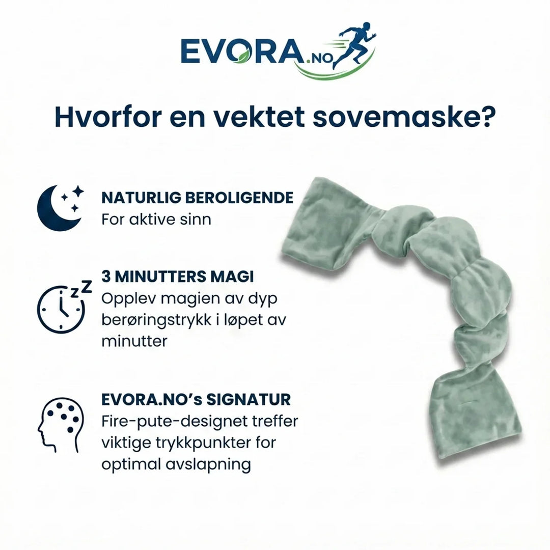 Vektet sovemaske, perfekt reisetilbehør for dyp søvn. Lysblokkerende øyemaske gir avslapning.