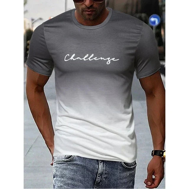 Stilig herre t-skjorte med vintage fargegradient. Ombré design for en casual retro look, perfekt som sommerklær.