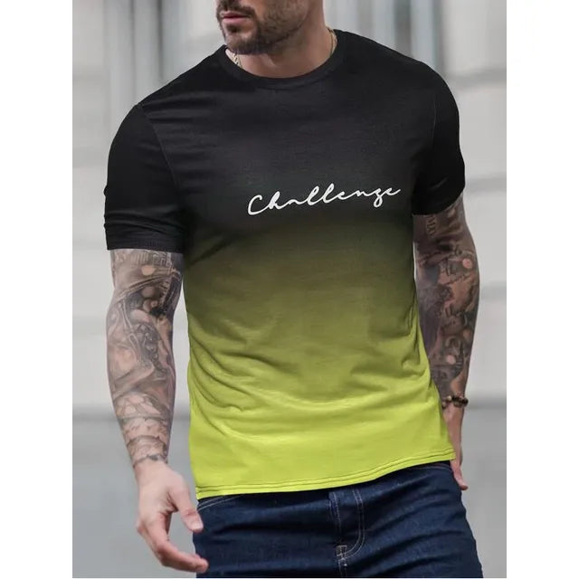 Levende ombré herre t-skjorte med unik fargegradient i vintage stil. Perfekt for sommerens fritid og retro mote.