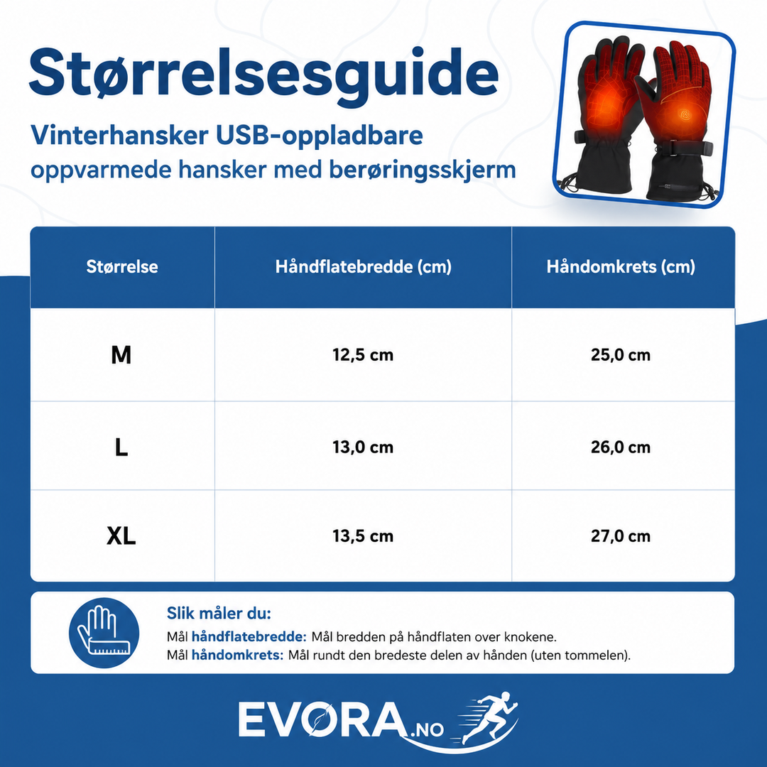 Praktiske unisex oppvarmede hansker for vinterbruk, med lang batteritid og justerbar varme for optimal komfort.