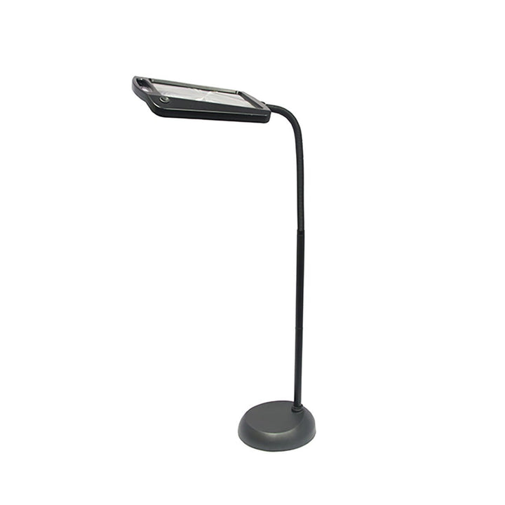 Gulvlampe med forstørrelse, fleksibel arm og skarpt LED-lys. Perfekt som leselampe og hobbylampe.