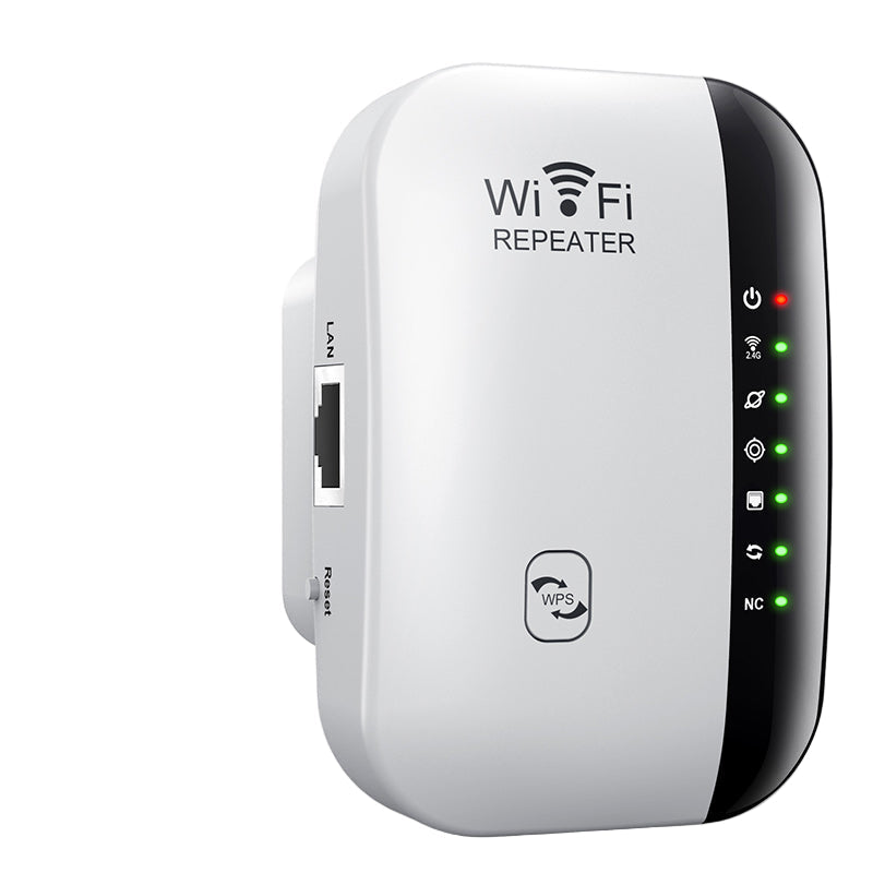 Trådløs WiFi signalforsterker for utvidet rekkevidde og stabil internett. Perfekt for hjem og kontor.