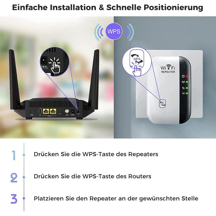 Diskret WiFi repeater koblet i stikkontakt. Utvider trådløs dekning hjemme eller på kontoret.