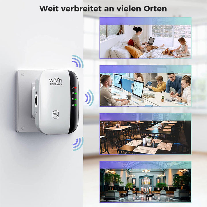 Få slutt på døde soner med denne WiFi signalforsterkeren. Optimaliser trådløs dekning overalt.