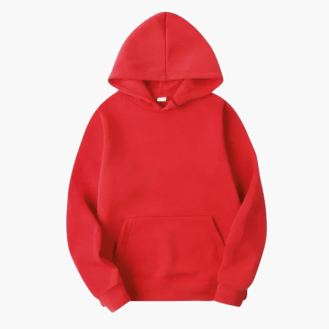 Nærbilde av stoffet på herre hettegenseren, viser den myke og varme kvaliteten. Komfortabel sweatshirt.