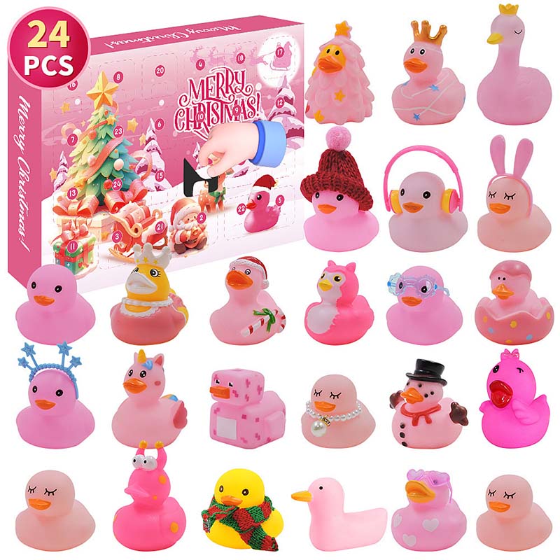 Gledelig adventskalender fylt med 24 badeender; en ny gummileke hver dag.