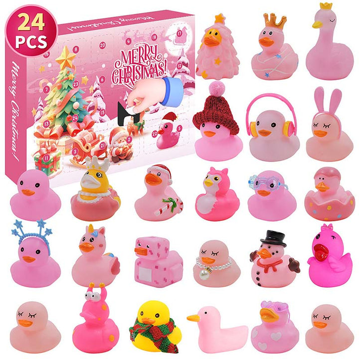 Gledelig adventskalender fylt med 24 badeender; en ny gummileke hver dag.