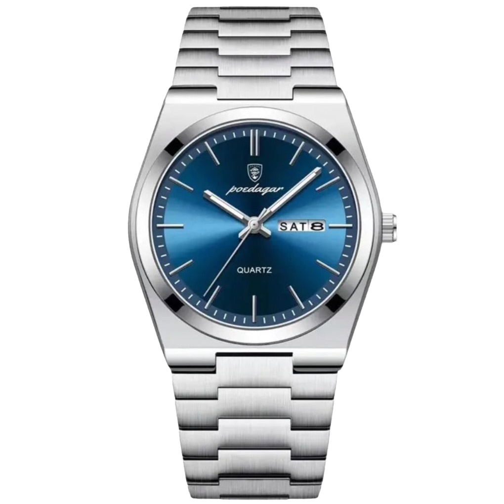 Stilig herreklokke i stål, 41 mm, med klassisk urskive. Elegant armbåndsur for hverdag og fest.