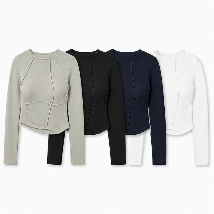 Stilig langermet basic topp til dame, perfekt for lag-på-lag. Komfortabelt og allsidig for trendy kvinneklær.
