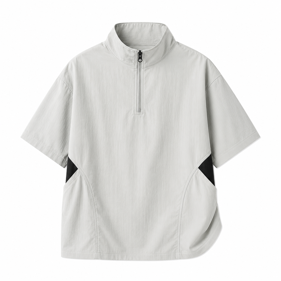 Sporty fritidspolo for herre, kortermet t-skjorte med glidelås, perfekt for sommer og aktivitet.