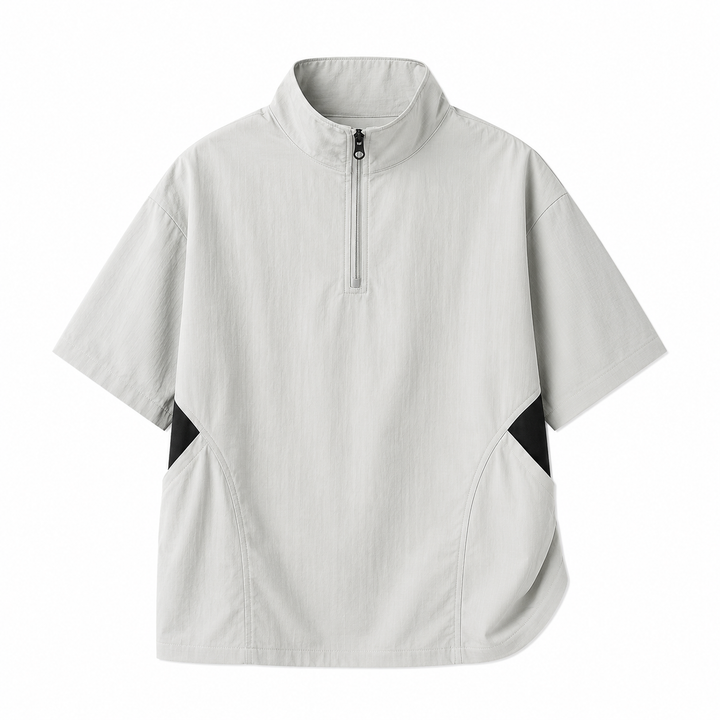 Sporty fritidspolo for herre, kortermet t-skjorte med glidelås, perfekt for sommer og aktivitet.