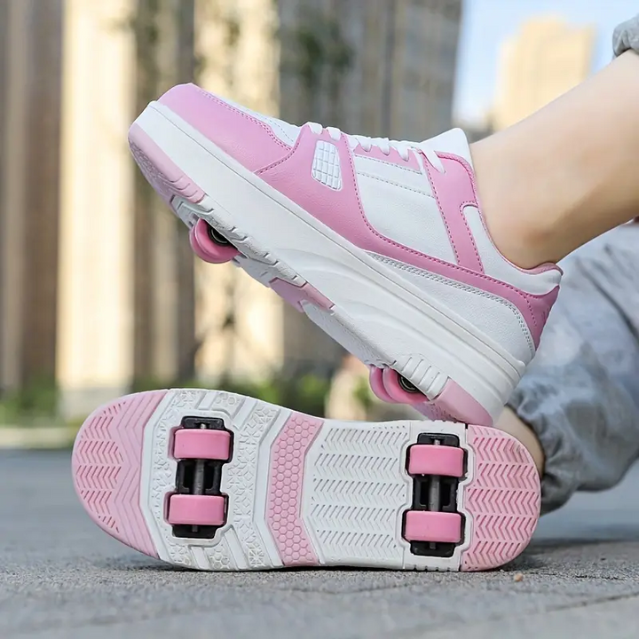 Rosa unisex rullesko for barn, justerbare og komfortable hjulsko for morsom fritidssport.