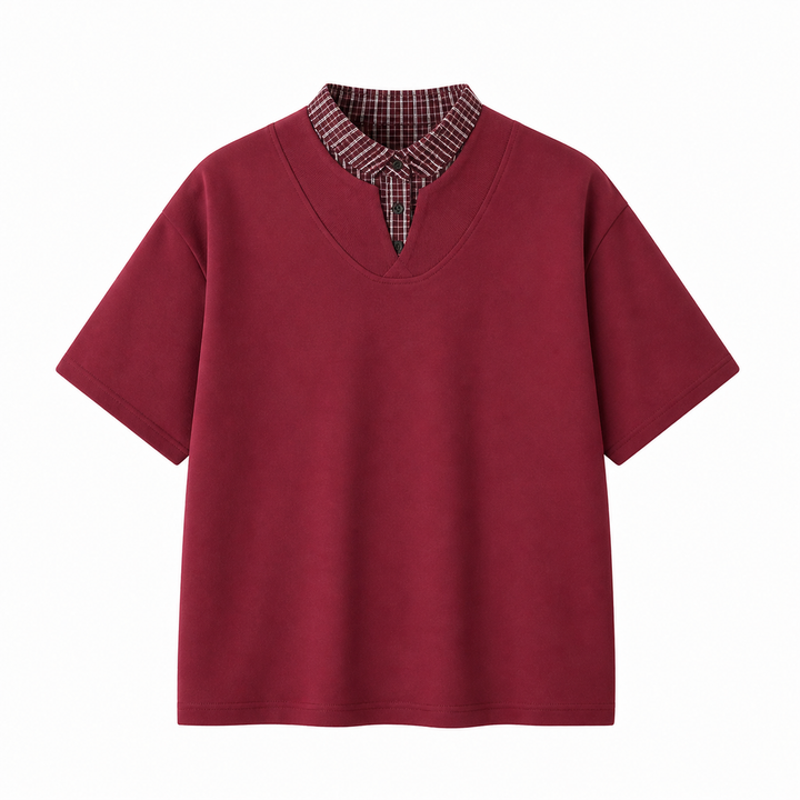 Stilig dobbel-lag t-skjorte for herre i koreansk streetwear stil. Pustende materiale for en kul og casual sommerlook.