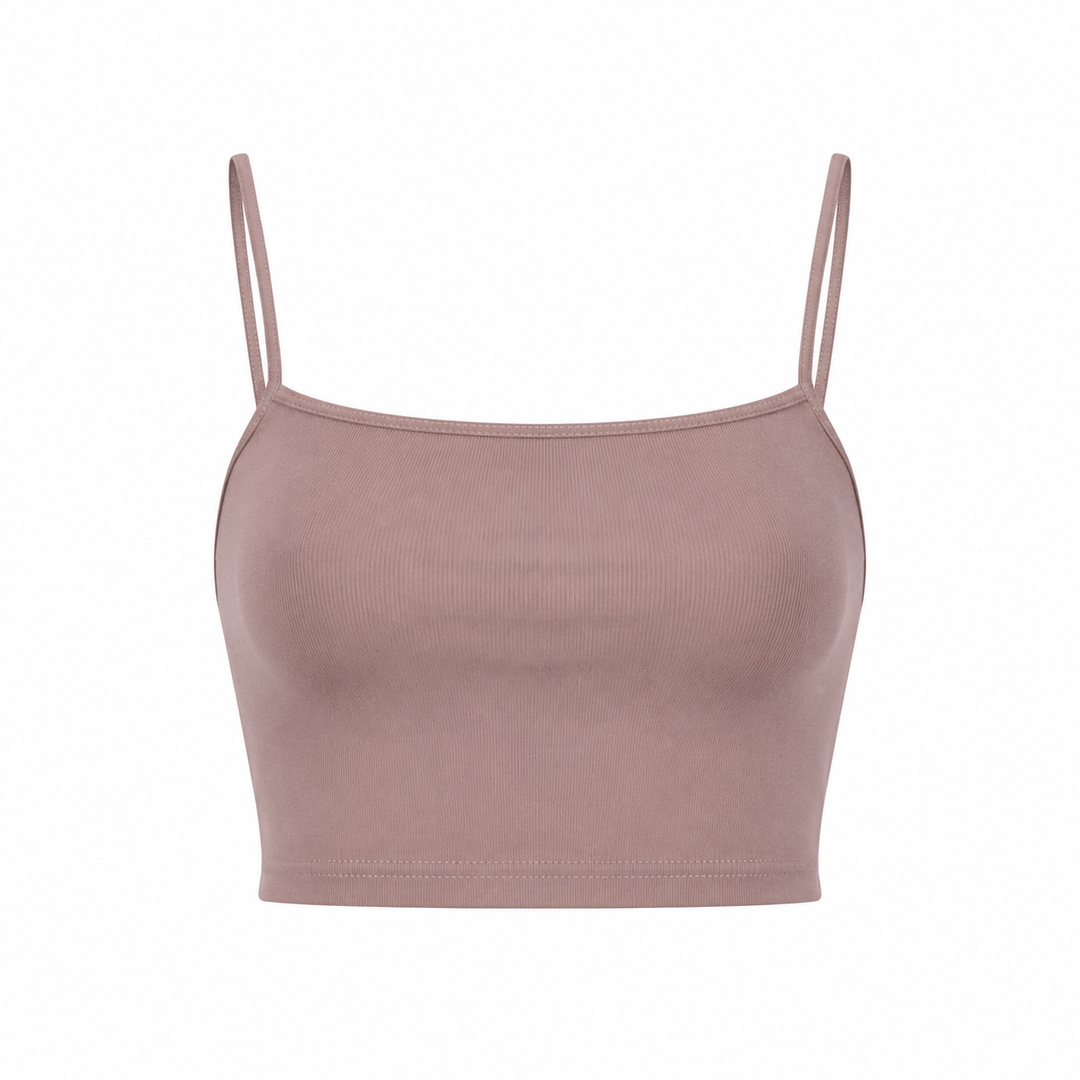 Stilren halter crop top i hvit, svart eller khaki. Ryggløs sommertopp med elegant og minimalistisk design.