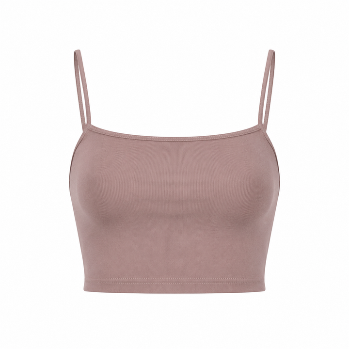 Stilren halter crop top i hvit, svart eller khaki. Ryggløs sommertopp med elegant og minimalistisk design.