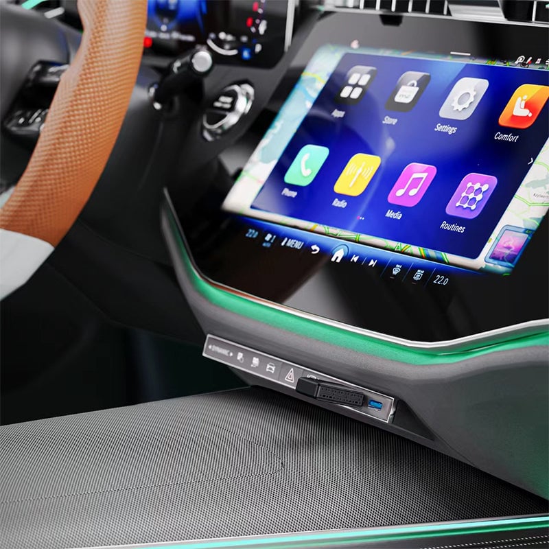2-i-1 USB-dongle som oppgraderer din bil med trådløs Apple CarPlay og Google Android Auto.