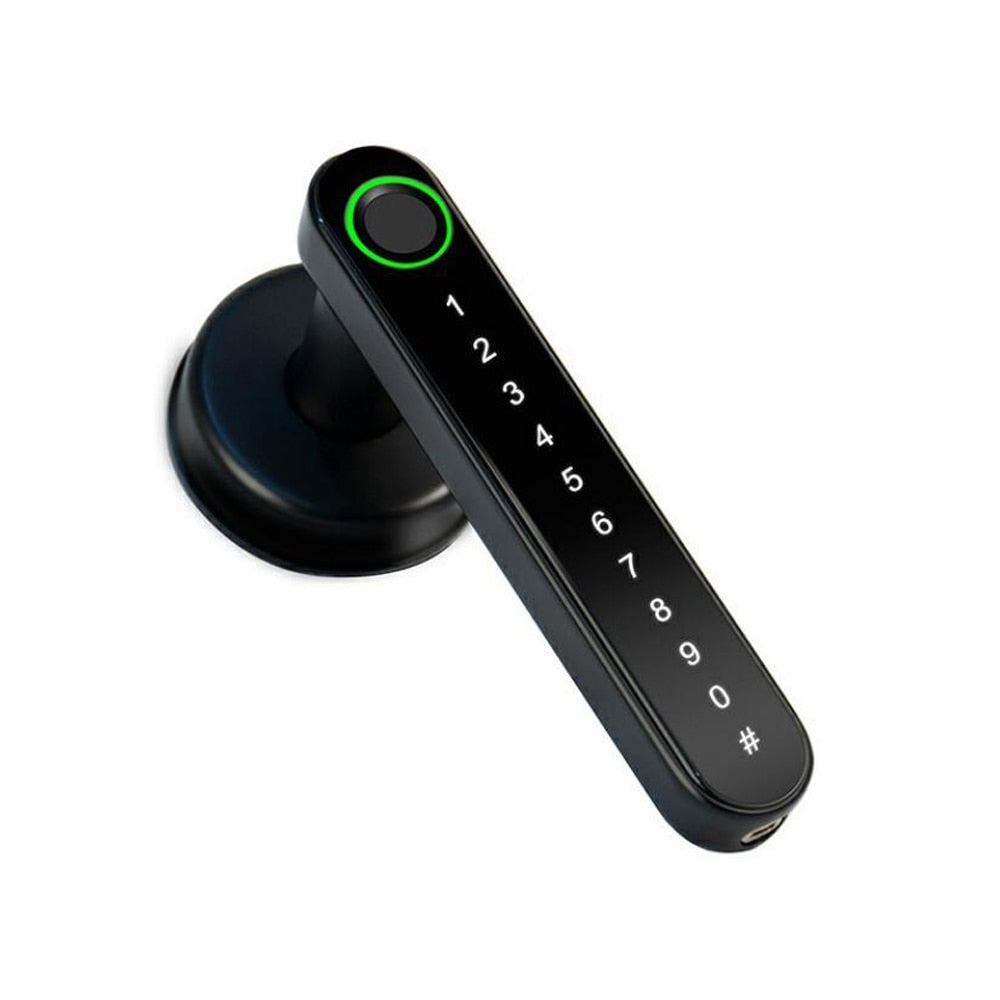 Smart dørlås med fingeravtrykkssensor for sikker og nøkkelfri adgang til hjemmet. Enkel hjemmeautomasjon.