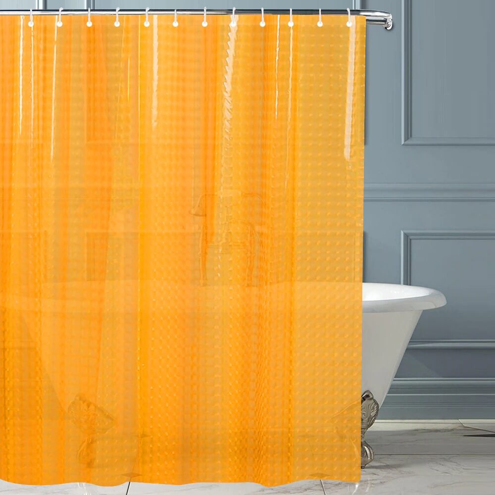 Moderne transparent EVA dusjforheng for bad, vanntett og lett å vedlikeholde, i kube-design.