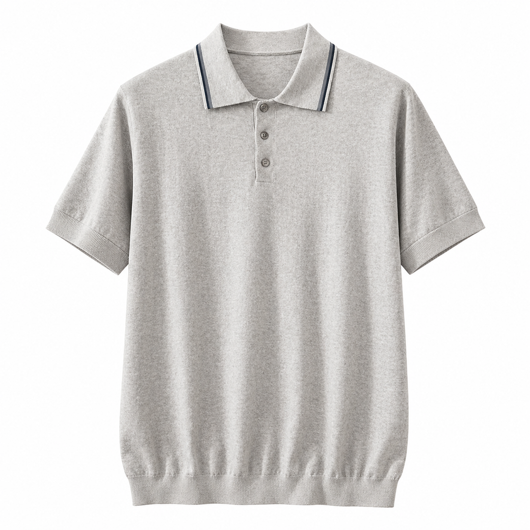 Elegant herre polo skjorte i silke/kasjmir, perfekt for business casual og sommer komfort.