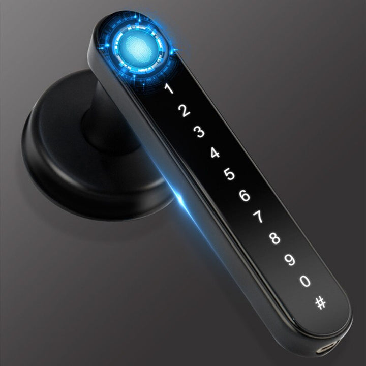 Elektronisk smartlås med fingeravtrykk for døren. Gir sikker nøkkelfri adgang og moderne hjemmesikkerhet.