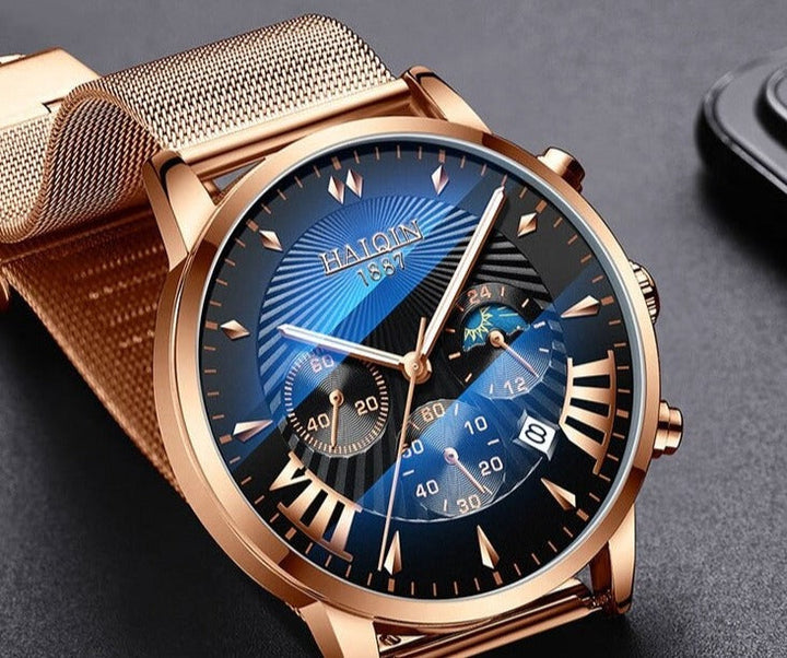 Moderne herreklokke som fremmer herremote. Et elegant armbåndsur som komplementerer enhver stil.