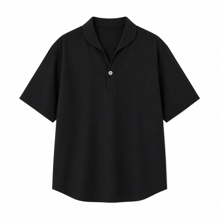 Klassisk ensfarget herre polo t-skjorte i marineblå, elegant og kortermet for allsidig herremote.