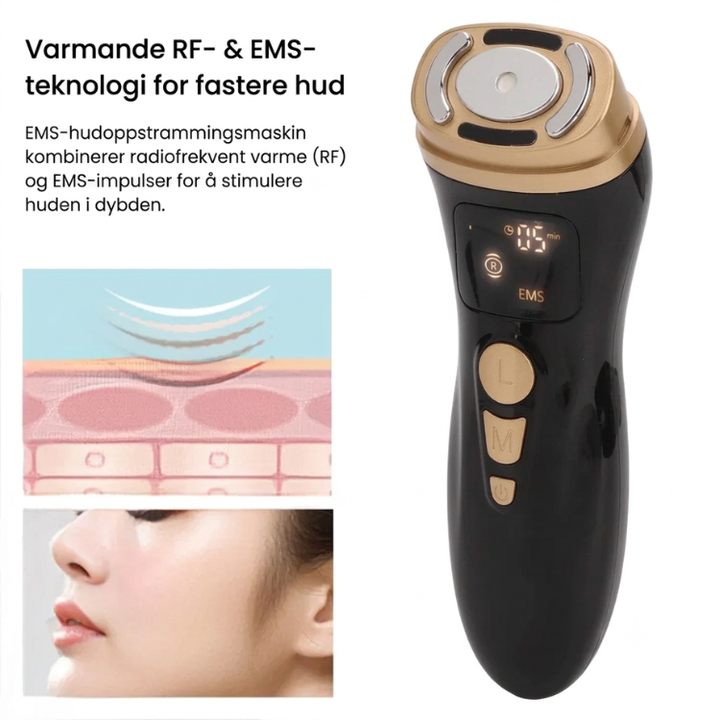 Høyteknologisk EMS hudpleieapparat for effektiv hudoppstramming og anti-aging behandling.