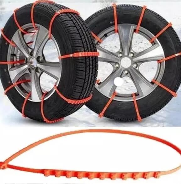 Kompakte anti-skli dekkkjeder (10-pk) for bil. Enkel lagring, klar for vinterføre og ekstra grep.