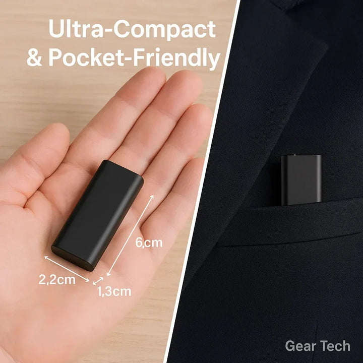 Liten, diskret opptaker med lang batterilevetid. Pålitelig for utvidede opptak.