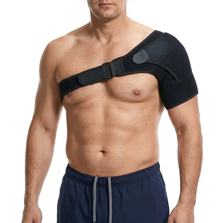 Justerbar neopren skulderstøtte for unisex. Gir smertelindring, kompresjon og støtte for skuldre under aktivitet.